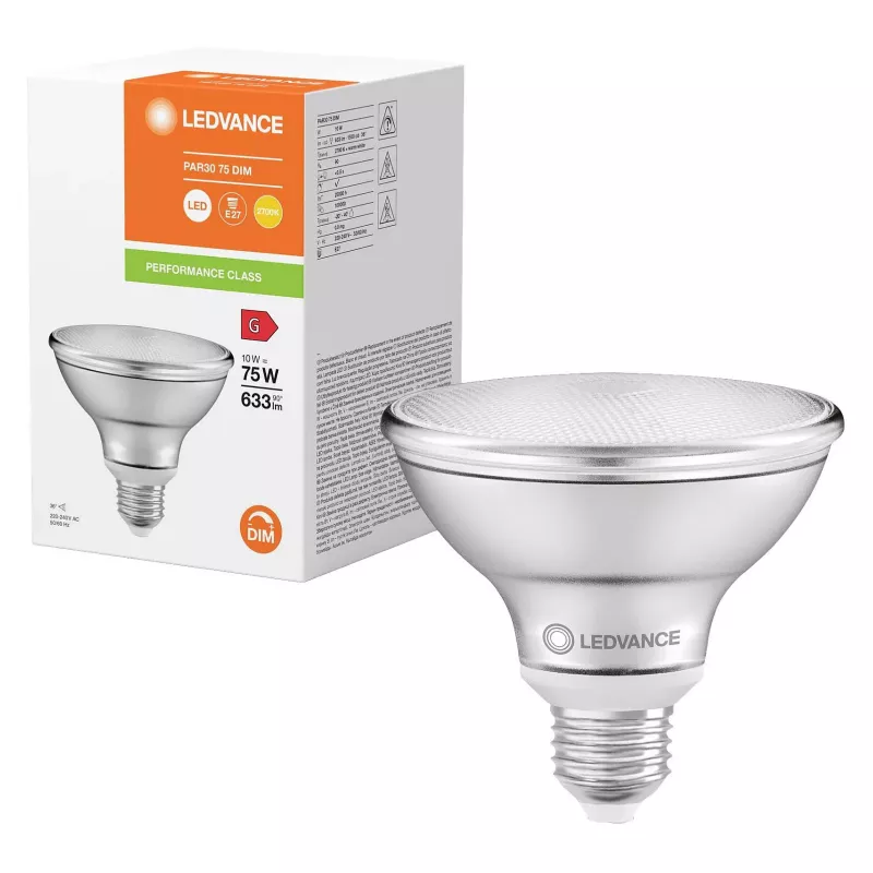 OSRAM PAR30 7.5W 75W Equivalent LED Reflector Lamp Dimmable 10W 633lm 2700K Warm White E27 36° Beam Angle