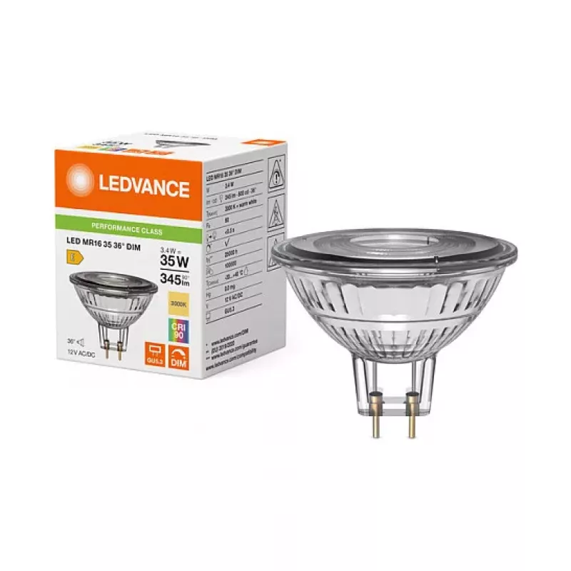 Osram LED MR16 3.4W 930 GU5.3 Dimmable Low-Voltage LED Reflector Lamp