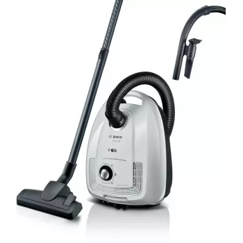 Bosch BGL38WH2 Bagged Cylinder Vacuum Cleaner, 600W, White/Anthracite