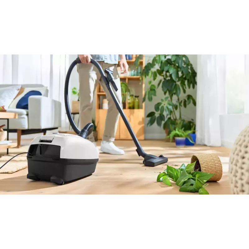 Bosch BGL38WH2 Bagged Cylinder Vacuum Cleaner, 600W, White/Anthracite