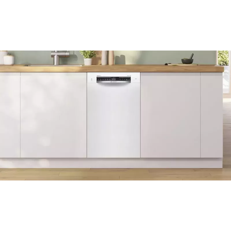 Bosch SPU4HMW01S Freestanding Slimline Dishwasher, White, 9 Place Settings, Energy Class C, 45 dB, EcoSilence Drive, Home Connect