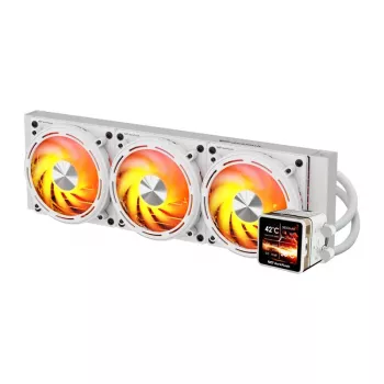 DARKFLASH DE360 White 360mm All-in-One Liquid CPU Cooler with White LED Pump, 3x120mm PWM Fans