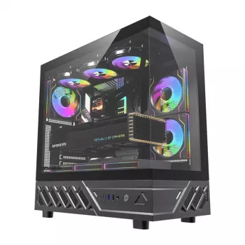 DarkFlash DS950 Mid-Tower Computer Case (Black) with 6 Pre-Installed ARGB Fans