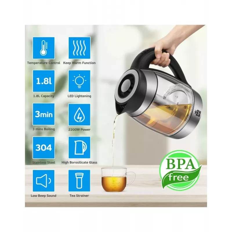 ForMe FKG-488 Cordless Electric Kettle 1.8 L Silver/Black