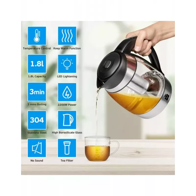 ForMe FKG-428 Electric Kettle 1.7L 2200W Glass