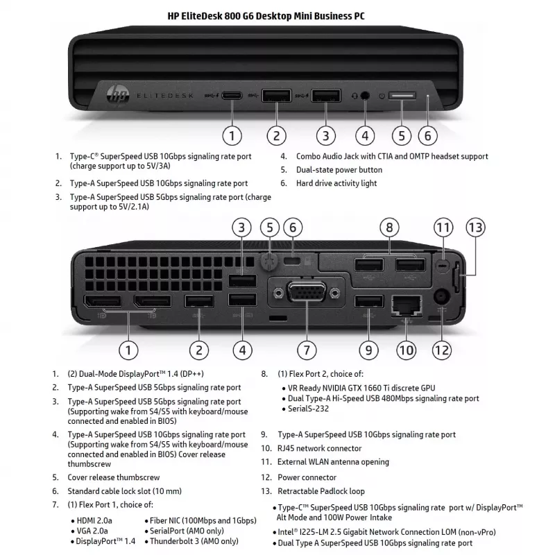HP Renewed Grade B ProDesk 800 G6 Small Form Factor Desktop PC, Intel Core i5-10500, 16 GB RAM, 256 GB NVMe SSD, Intel UHD Graphics 630, Windows 11 Pro