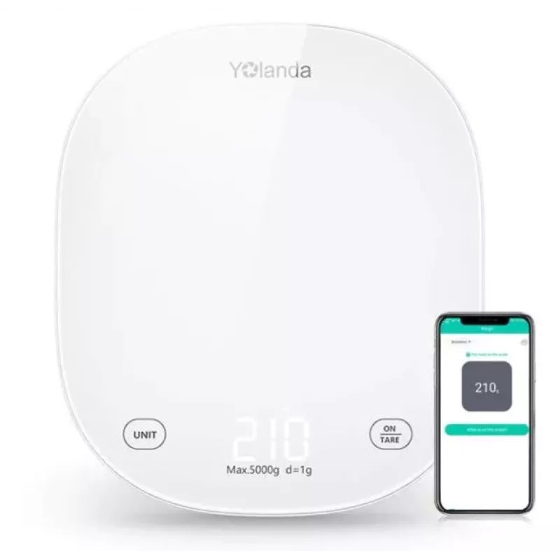 Yolanda CK10A Smart Kitchen Scale with Bluetooth, 3000g Capacity, 0.1g Accuracy, USB-C Rechargeable