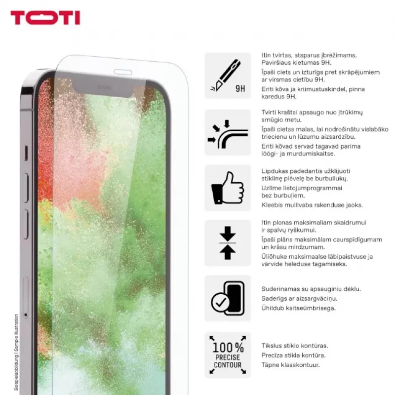 TOTI Tempered Glass 2D Screen Protector Full Cover for iPhone 15/15 Pro Transparent