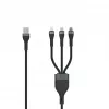 SEEK TOTI USB A to Micro USB / USB-C / Lightning 1.5m Braided Cable 2A (Non-MFI) Black