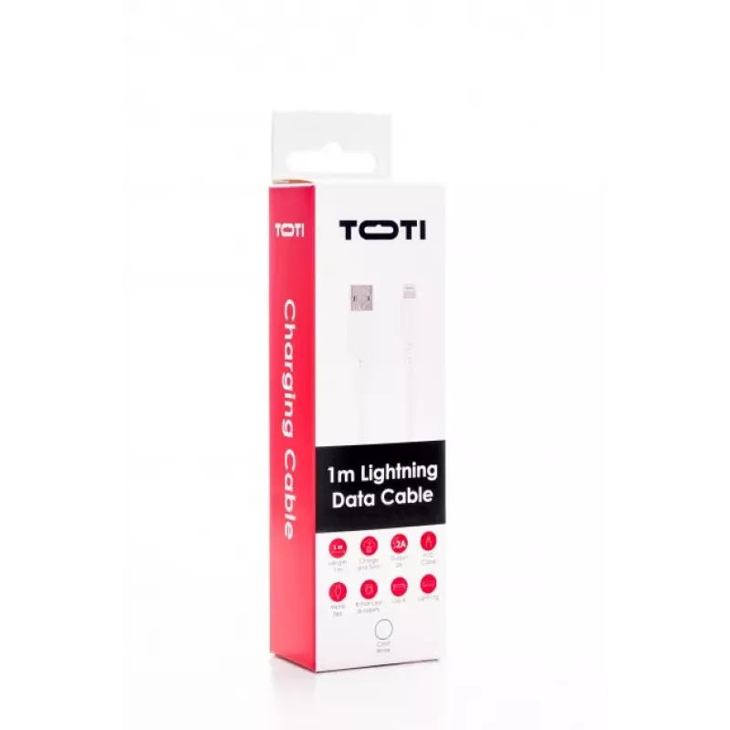 SEEK TOTI USB A to Lightning, 1m PVC Data Cable 2A (non-MFI), White