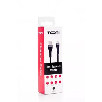 SEEK TOTI USB-A to USB-C Braided Cable 2m 3A Black