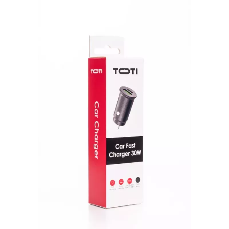 SEEK TOTI 30W Type-C + USB A Car Fast Charger, Black