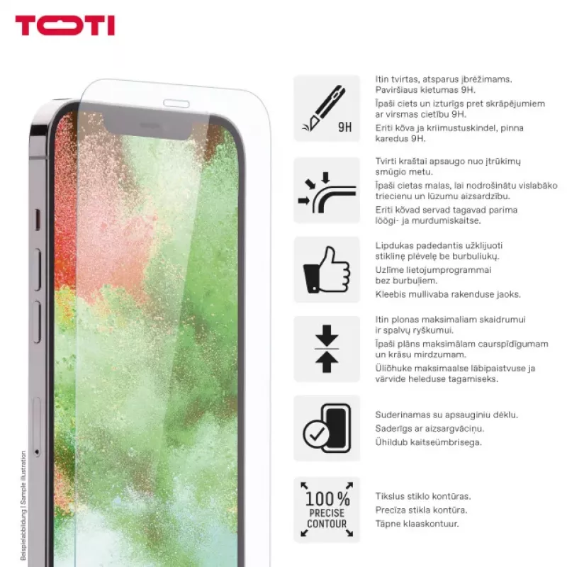 TOTI Tempered Glass 2D Screen Protector Full Cover for iPhone 16 Plus/15 Plus Transparent