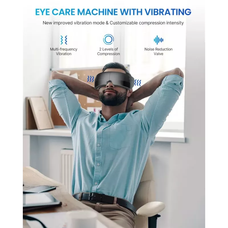 RENPHO Eyeris View Eye Massager with Heat, Air Compression, Vibration, Bluetooth, USB-C, Foldable, Grey