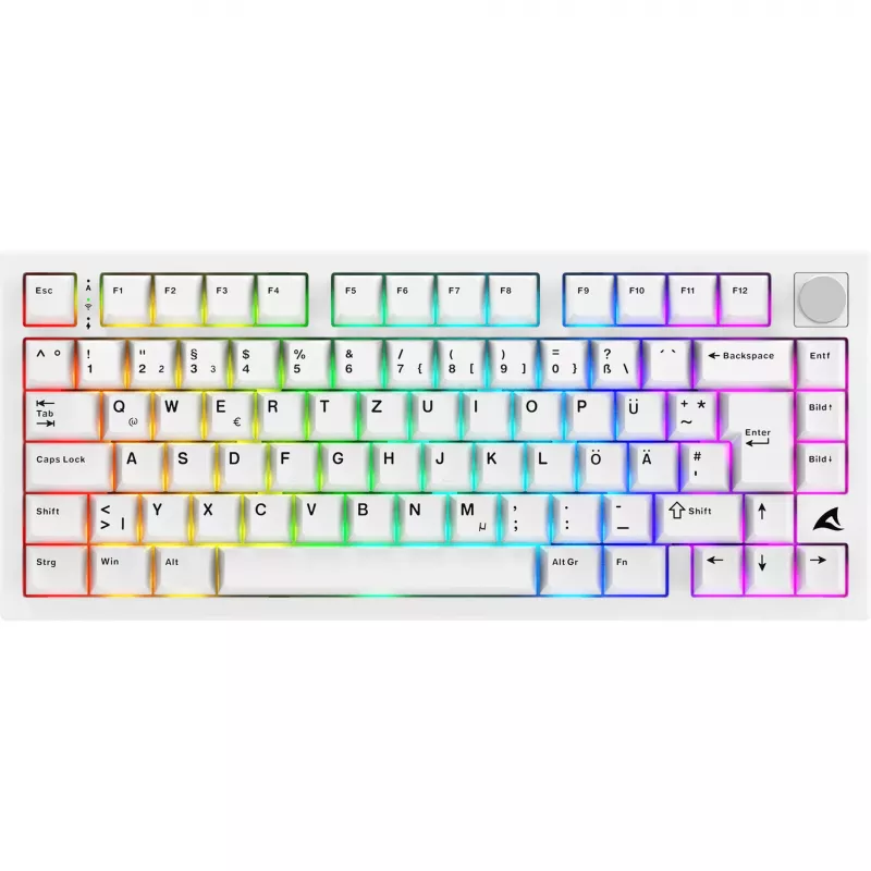 Sharkoon SGK55W SKILLER Wireless Gaming Keyboard, 75% Layout, PBT Keycaps, White