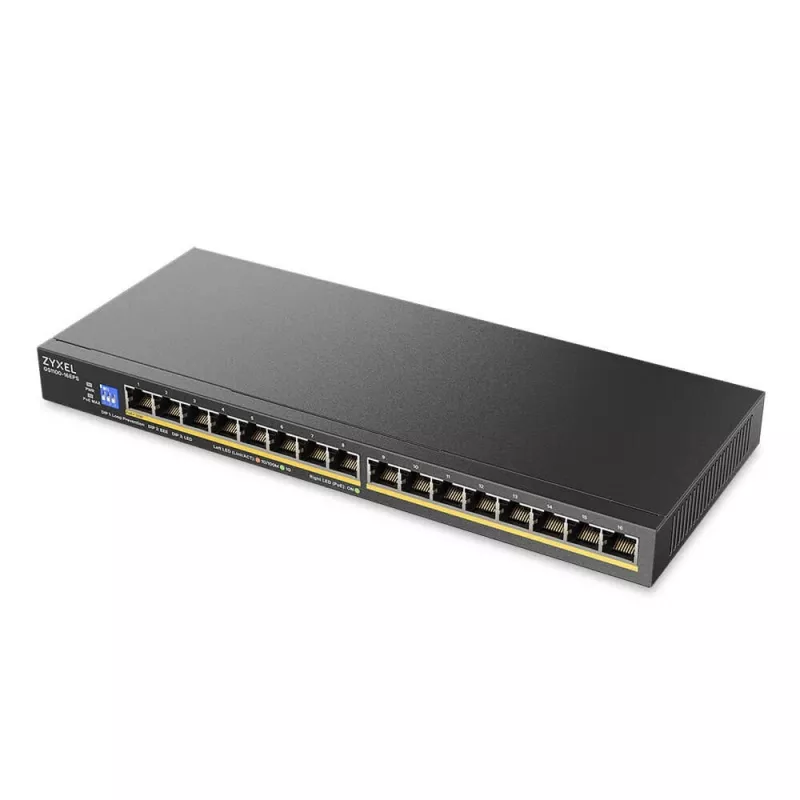 ZyXEL GS1100-16EPS 16-Port Gigabit Unmanaged PoE+ Switch with 135W Budget