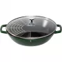 STAUB Wok 30 cm with Lid Cast Iron Basil Green