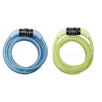 Master Lock 8143EURDPROCOL Coiled Cable Lock with Preset Combination - 1.2m Length, 8mm Diameter, Assorted Colors (Blue/Green)