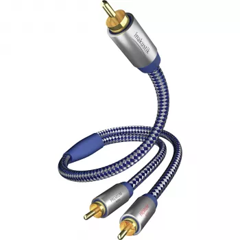 in-akustik Premium Y Subwoofer Cable - 2x RCA Male to 1x RCA Male, 3.0 m, Black
