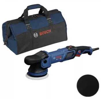 BOSCH GPX9-125S Rotary Polisher Kit with Foam Pad and Polishing Bonnet, 18V Cordless (Bare Unit)