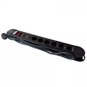 M-Cab Socket Strip 6S PVC 3M Bk Prem - Surge and Overload Protection (POW0026)