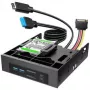 GRAUGEAR USB Hub + Card Reader Front Panel with 2.5 inch SSD Frame, Black