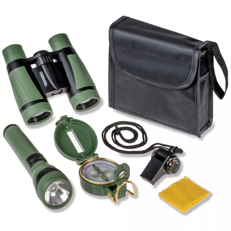 Carson AdventurePak HU-401 5x30 Binoculars with Compass, Flashlight, and Whistle