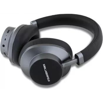 Karl Lagerfeld Saffiano Metal Logo Wireless Bluetooth On-Ear Headphone Black