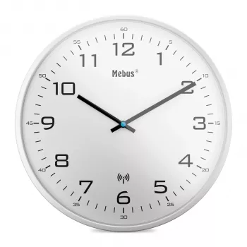 MEBUS 13080 Radio-Controlled Wall Clock, White, 30 cm