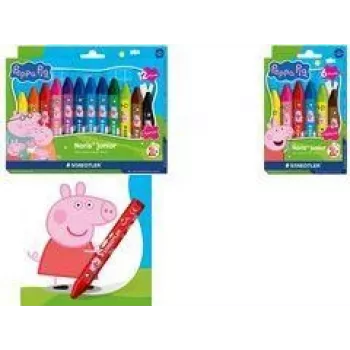 STAEDTLER Noris Junior Peppa Pig Wax Crayons 12 Colours in Plastic Case