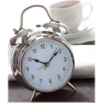 TFA Dostmann 98.1043 Quartz Alarm Clock Silver