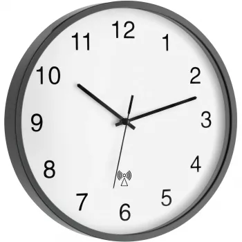 TFA 60.3511.10 Radio-Controlled Wall Clock, Round, Grey/White, Plastic/Glass, Classic Design