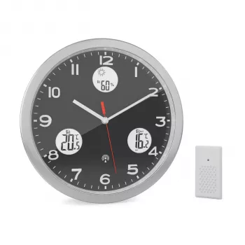 MEBUS 13149 Radio Controlled Wall Clock 30 cm Aluminium Silent Movement