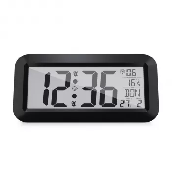MEBUS 14116 Radio-Controlled Digital Wall Clock with Large LCD Display, Black