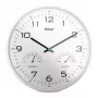 MEBUS 16181 Quartz Wall Clock, 25 cm, White Dial, Silver Frame, Silent Sweep
