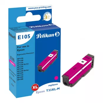 Pelikan E105 Compatible Ink Cartridge Magenta High Yield (XL) for Epson XP-530/540/630/635/640/645/710/830/900 - 1 Pack