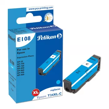 Pelikan E108 Compatible Ink Cartridge Cyan High Yield (XL) for Epson Expression Photo XP-55/XP-750/XP-760/XP-850/XP-860/XP-950/XP-960 - 1 Pack