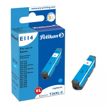 Pelikan E114 Compatible Ink Cartridge Cyan High Yield (XL) for Epson Expression Premium XP-510, XP-520, XP-600 Series, XP-700 Series, XP-800 Series