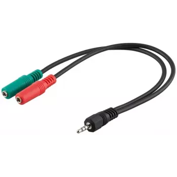 Goobay 3.5mm Jack Adapter Cable, 4-pin TRRS Male to 3-pin TRS Female, 15 cm, Black