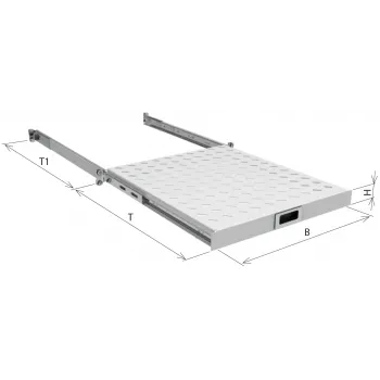 EFB 19 inch 1U Extendable Shelf, Depth 550-650 mm, 30 kg Load Capacity, RAL7035 Light Grey