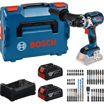 Bosch Professional 18V Cordless Drill Driver Set 2x5.0Ah Li-Ion 110Nm Brushless with Charger and Bit Set in MetaLoc II Case