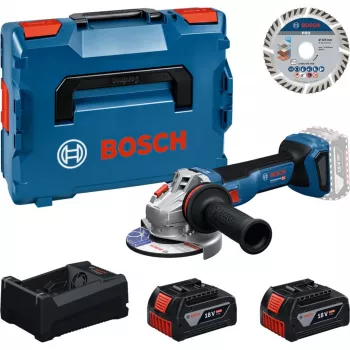 BOSCH Professional Cordless Angle Grinder Set 18V 2x5.0Ah with Cutting Disc 125mm in L-BOXX