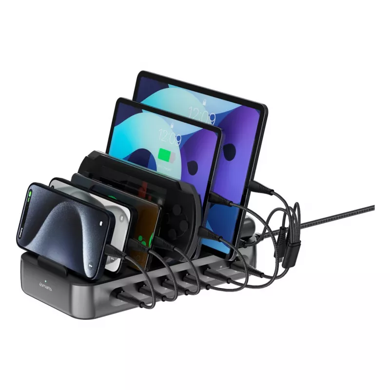4smarts Charging Station Team 100W 5C/1A with 6 Cables, Black