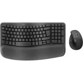 Logitech Wave Keys and Lift Combo - Wireless Ergonomic Keyboard and Mouse Set - Bluetooth LE, 2.4 GHz - QWERTY - Nordic Layout - Graphite