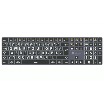 LogicKeyboard XL-Print Titan White on Black DE (Mac) - German QWERTZ Layout