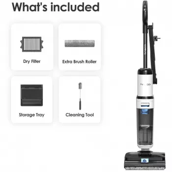 Tineco Floor One S6 Stretch Steam Plus 2-in-1 Wet/Dry Vacuum, Mop & Steam Cleaner, Cordless, 35 min Runtime, 0.8L Clean Water Tank, 0.72L Dirty Water Tank, Self-Cleaning, LCD Display, iLoop Sensor, 180° Lay-Flat, for Hard Floors