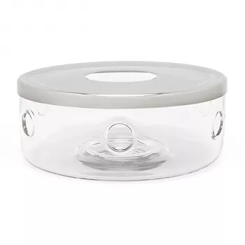 Bredemeijer Tea Warmer Minuet Glass + Inox Plate 15.1 cm Silver