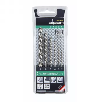 ALPEN-MAYKESTAG HSS Cobalt Forte TM 6 Piece Twist Drill Bit Set in Metal Cassette