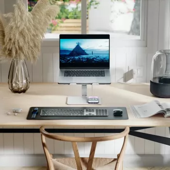 ALOGIC Elite Aluminum Laptop Stand with Wireless Charger - White