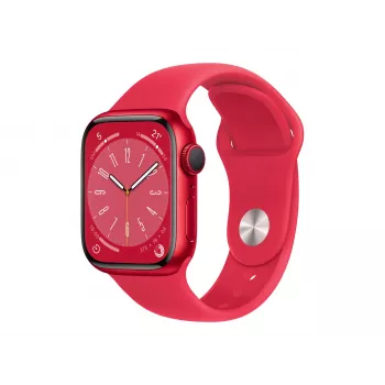 Apple Watch Series 8 (GPS) - (PRODUCT)RED - 41 mm - Red Aluminium - Smartwatch with Sport Band - Fluoroelastomer - Red - Regular Band Size - 32GB - Wi-Fi, Bluetooth - 32 g (MNP73FD/A)